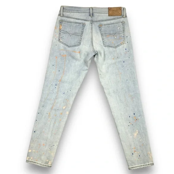 Polo Ralph Lauren Jeans Size 29 Tompkins Skinny Crop Blue Wash Kennedy Painted - Picture 10 of 16